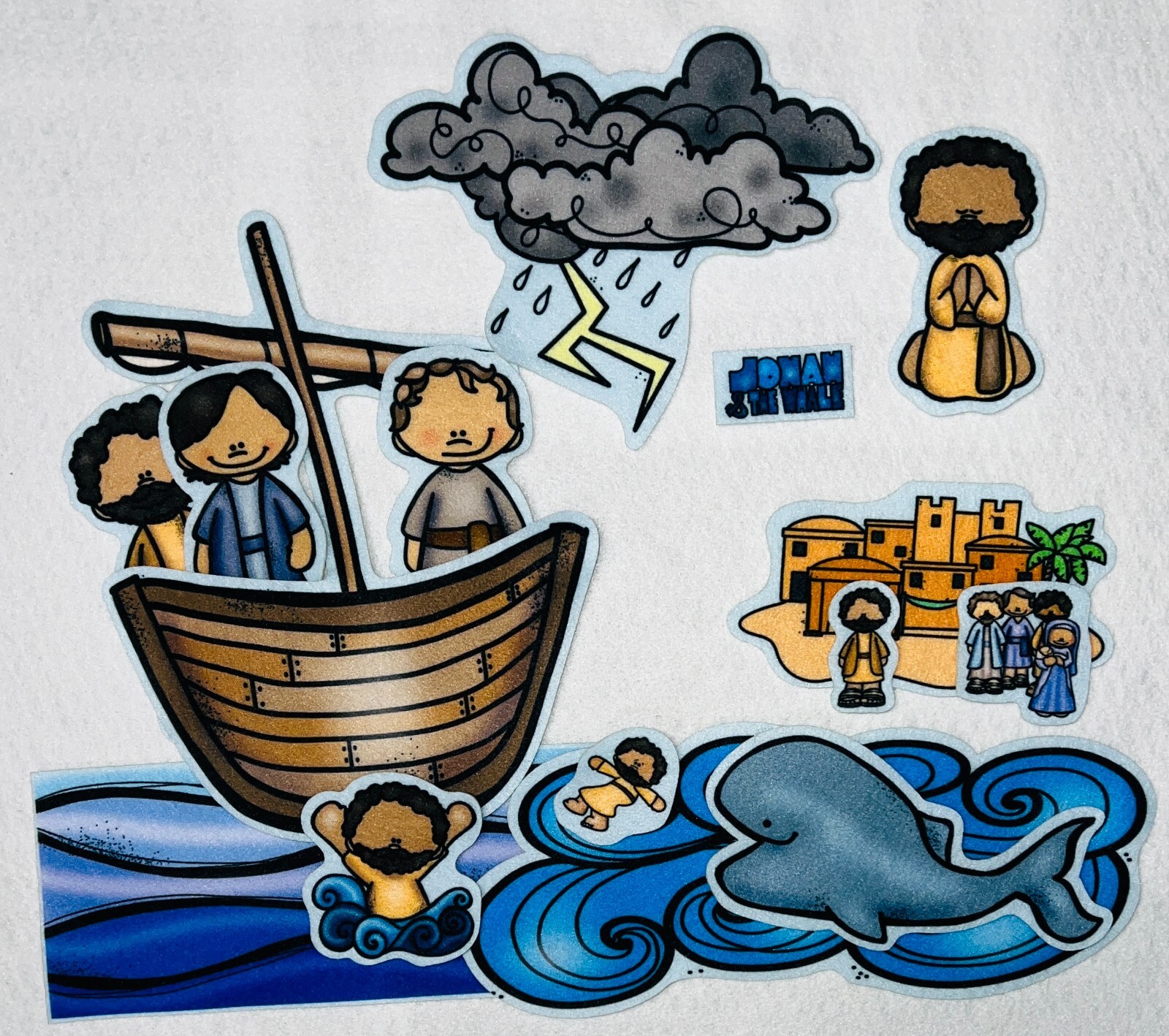 JONAH & THE WHALE Bible Felt Figures Flannel Board Stories Old Testament Story