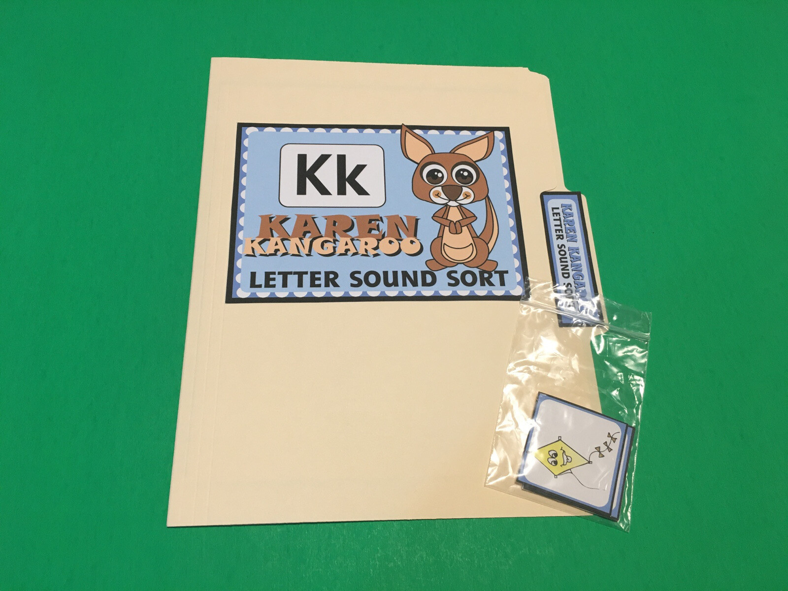 Karen Kangaroo – Letter Kk – DIY File Folder game – Printed / Uncut