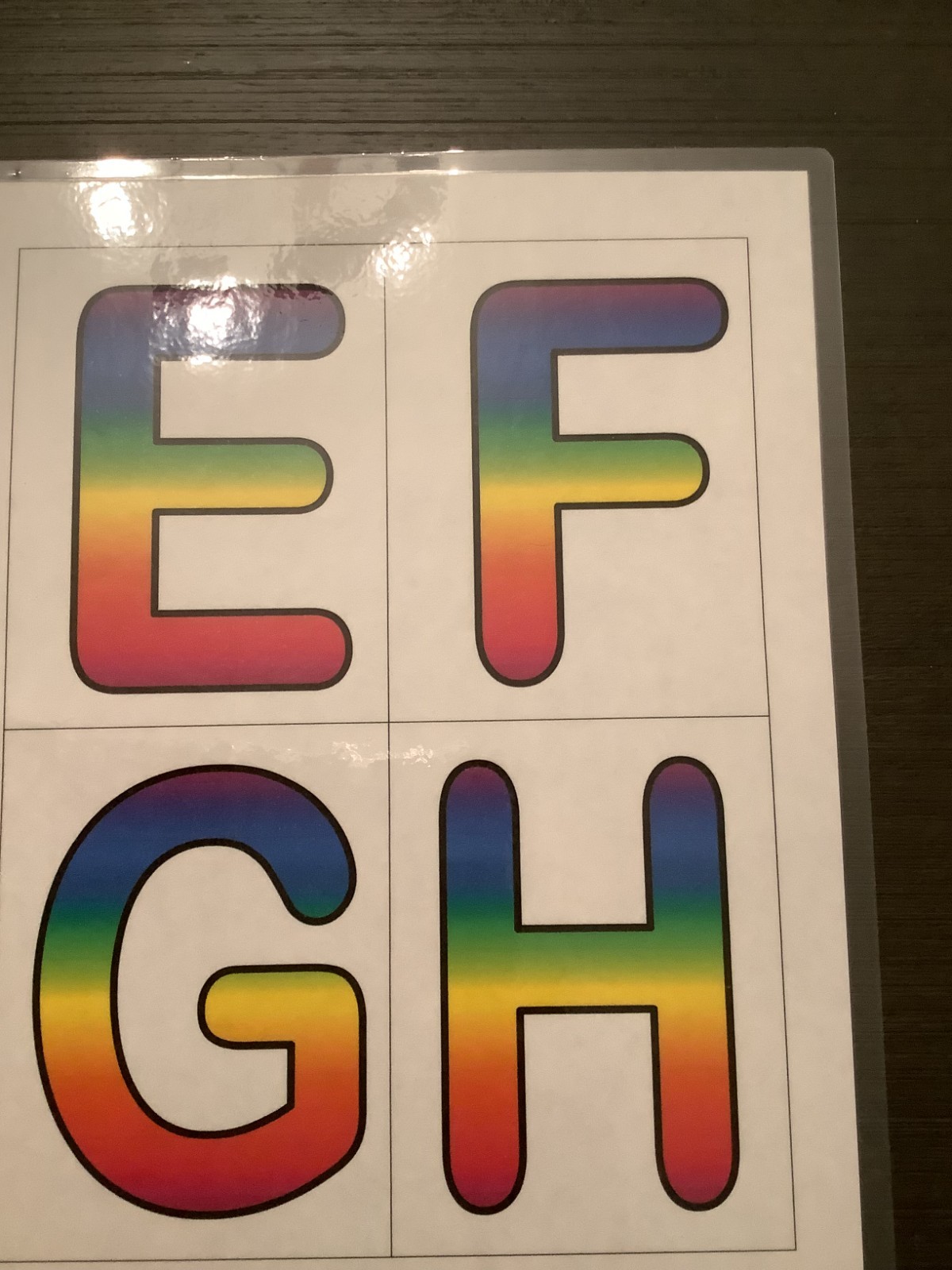 Large Size Rainbow Laminated Alphabet Letters A-Z