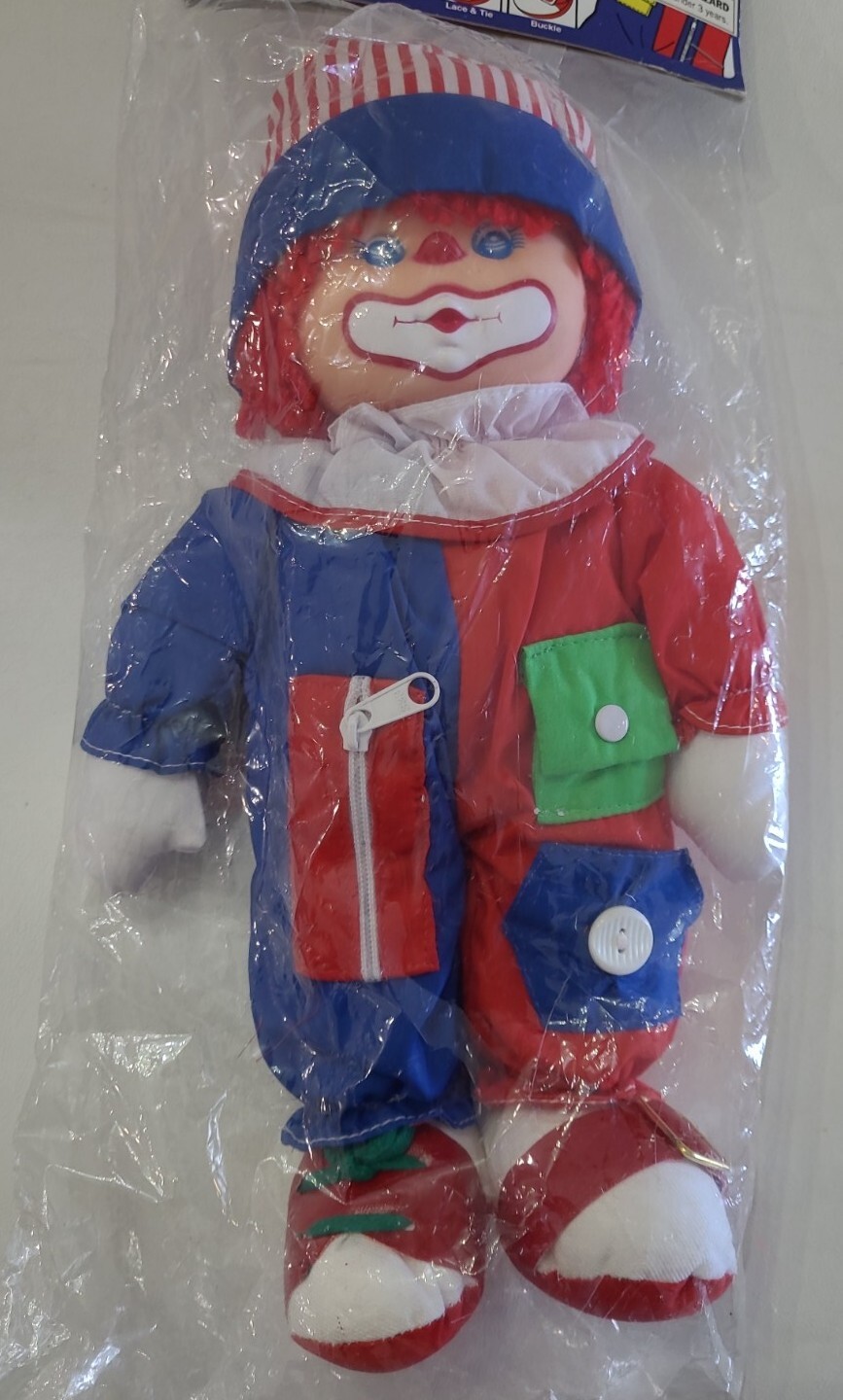 Chadwick Dress- Me Clown Doll Plush 14″ Educational Toy New Vintage 1992 Read ⬇️