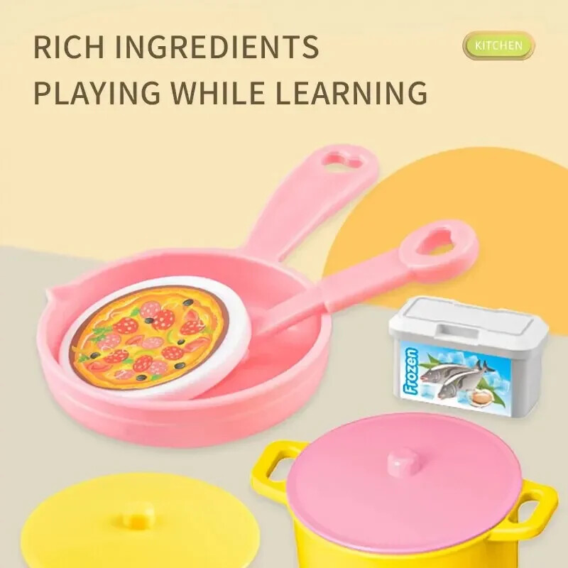 48Pcs Mini Kitchen Play Set – DIY Cooking Toy with Food & Tableware for Kids