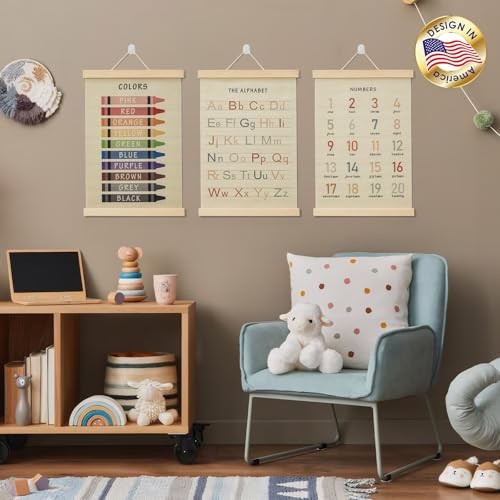 Toddler Learning Posters 12×16 Inch (3-Pack) | Wall Decor for Playroom &