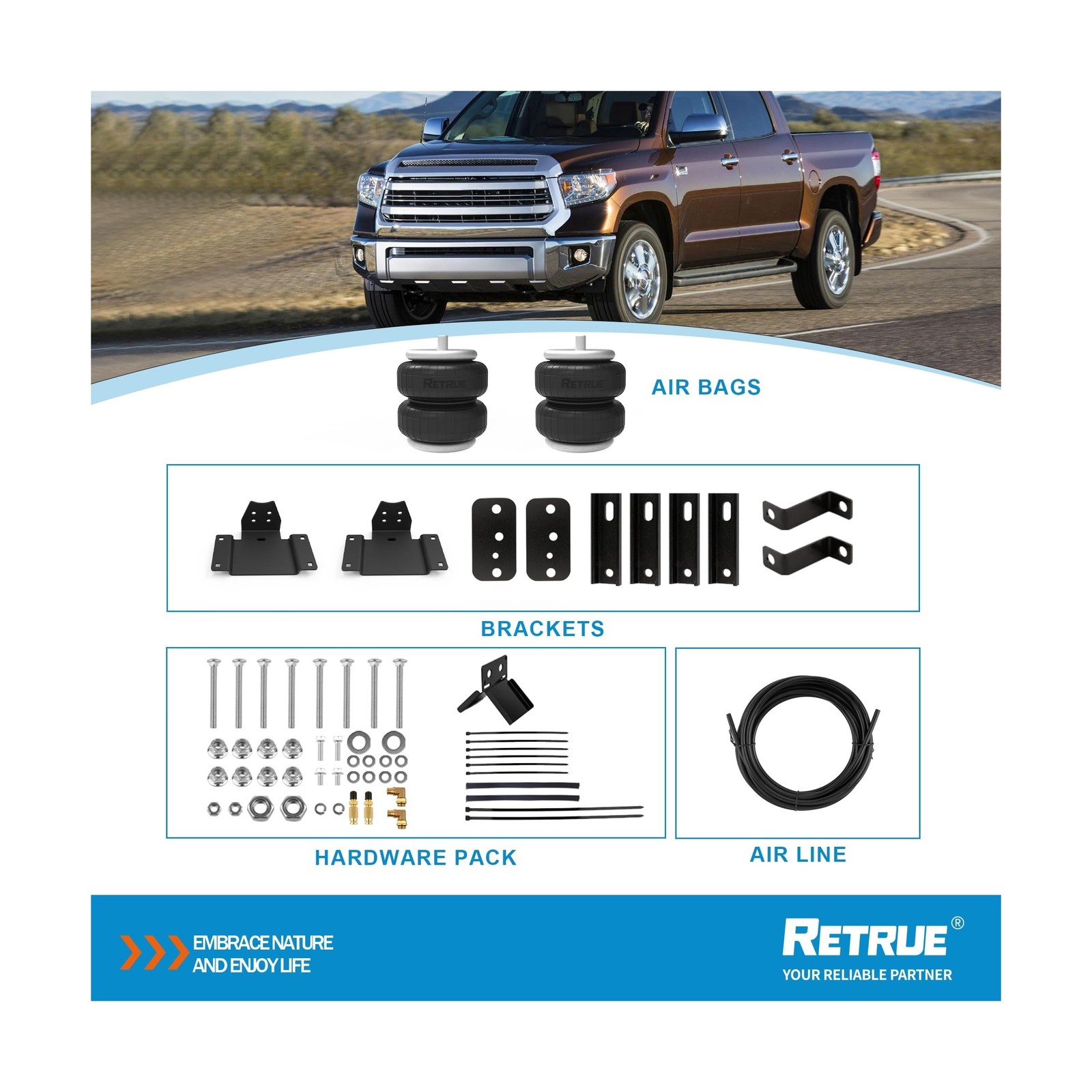 RETRUE Rear Air Bags Suspension Kit for Toyota Tundra 2007-2021 Truck Towing,…