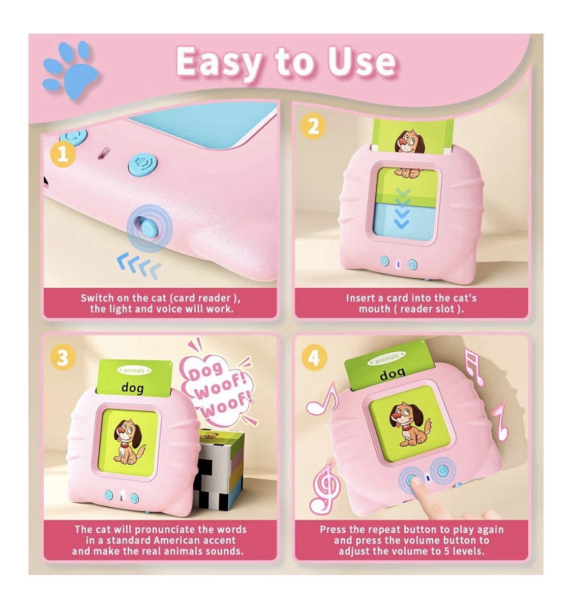 Montessori Mission Talking Flash Cards Toddler Toy for 3 4 5 6 Year Old