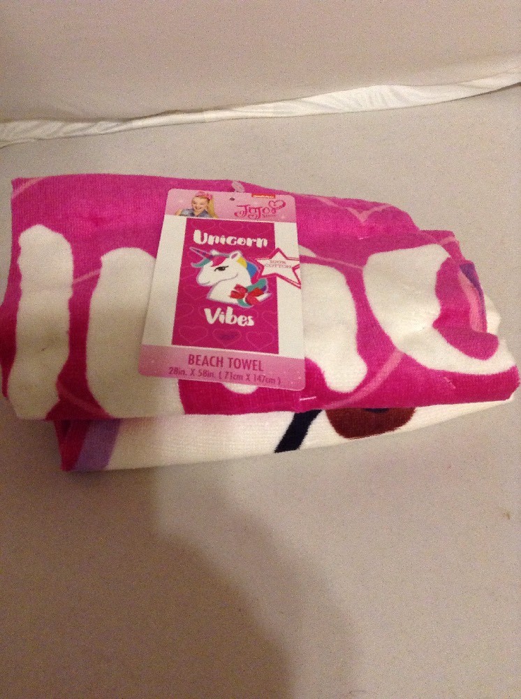 Unicorn Cotton Beach Towel (28X58) and Clear Plastic Jelly Pouch Pink(13.5X9.5)