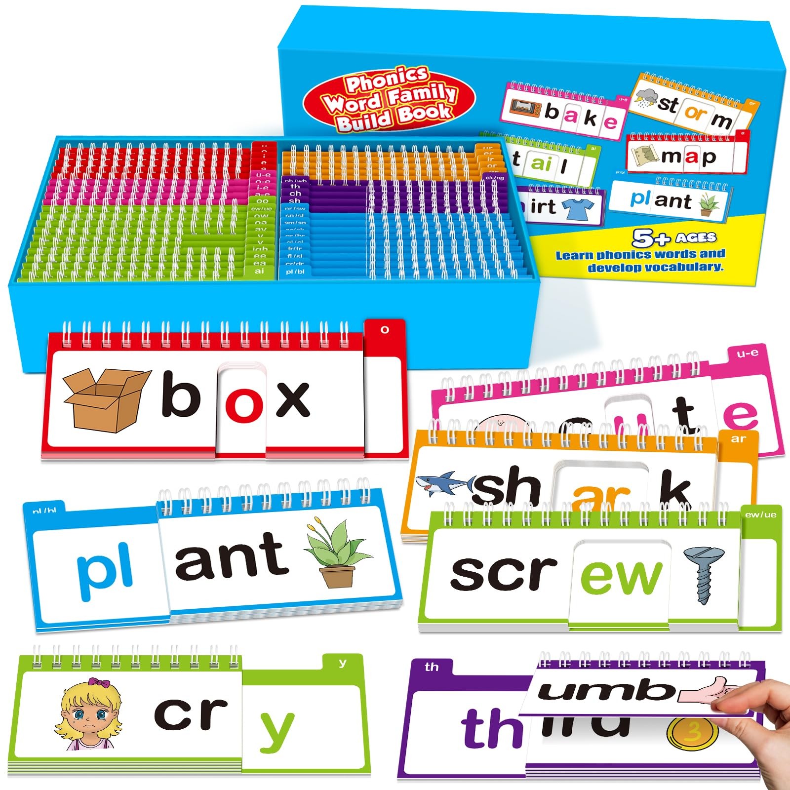 40 Read and Rhyme Flip Books,Phonics Word Family Build Book Learn to Read Pho…