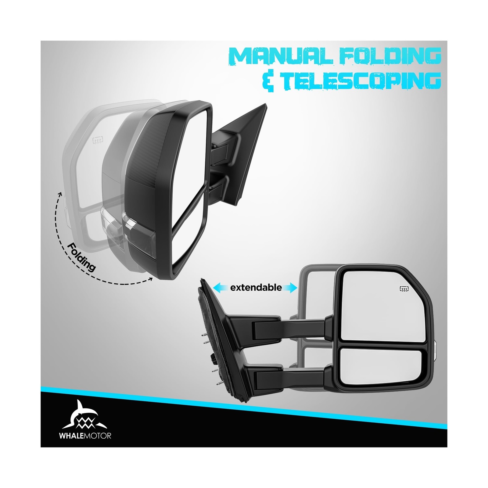 Smoked Power Heated Tow Mirrors Compatible with 2015-2020 Ford F150 F-150, Ex…