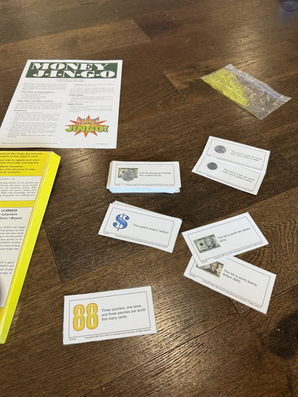 Money J-I-N-G-O Educational Money Game By Gary Grimm & Associates 2007