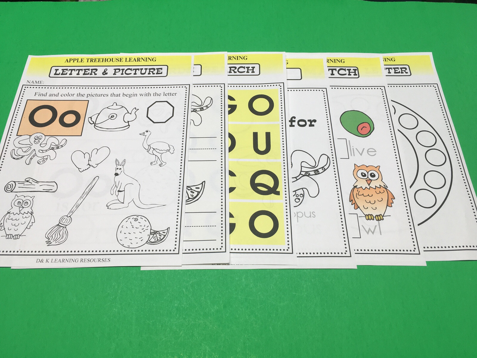 Letter Oo – Apple Treehouse Worksheets – Preschool Teaching supplies 20pgs