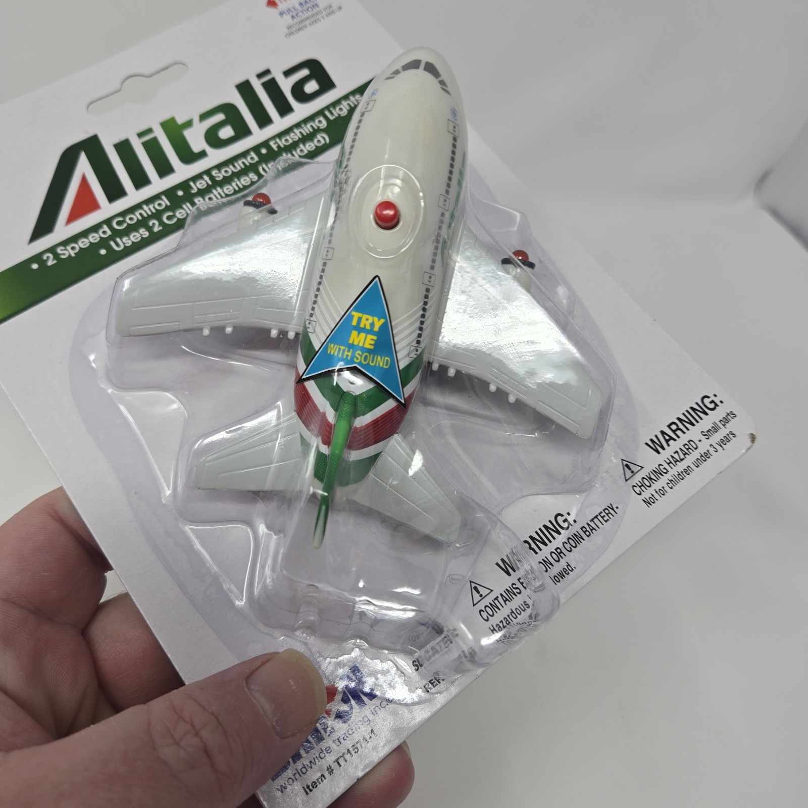 ALITALIA Toy Kids Fun Plane Jet Pull-Back Release Light Up & Noises HTF RARE New