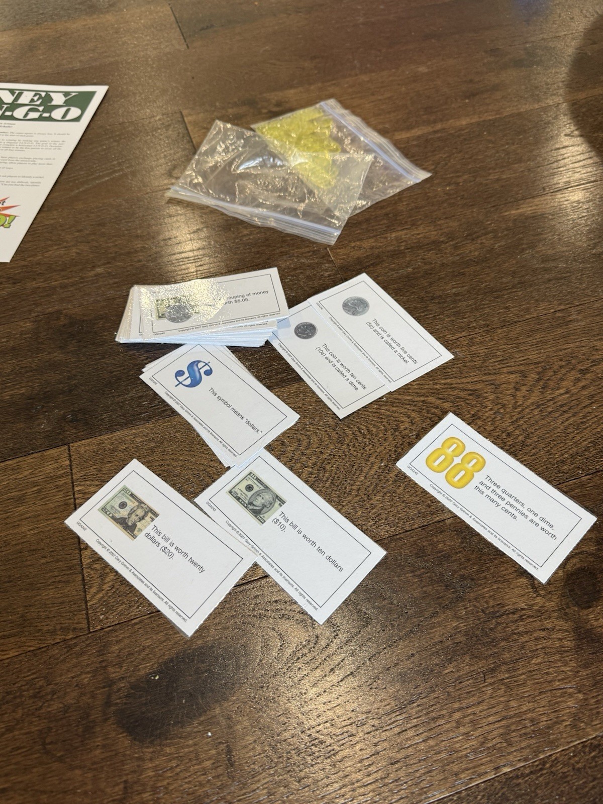 Money J-I-N-G-O Educational Money Game By Gary Grimm & Associates 2007