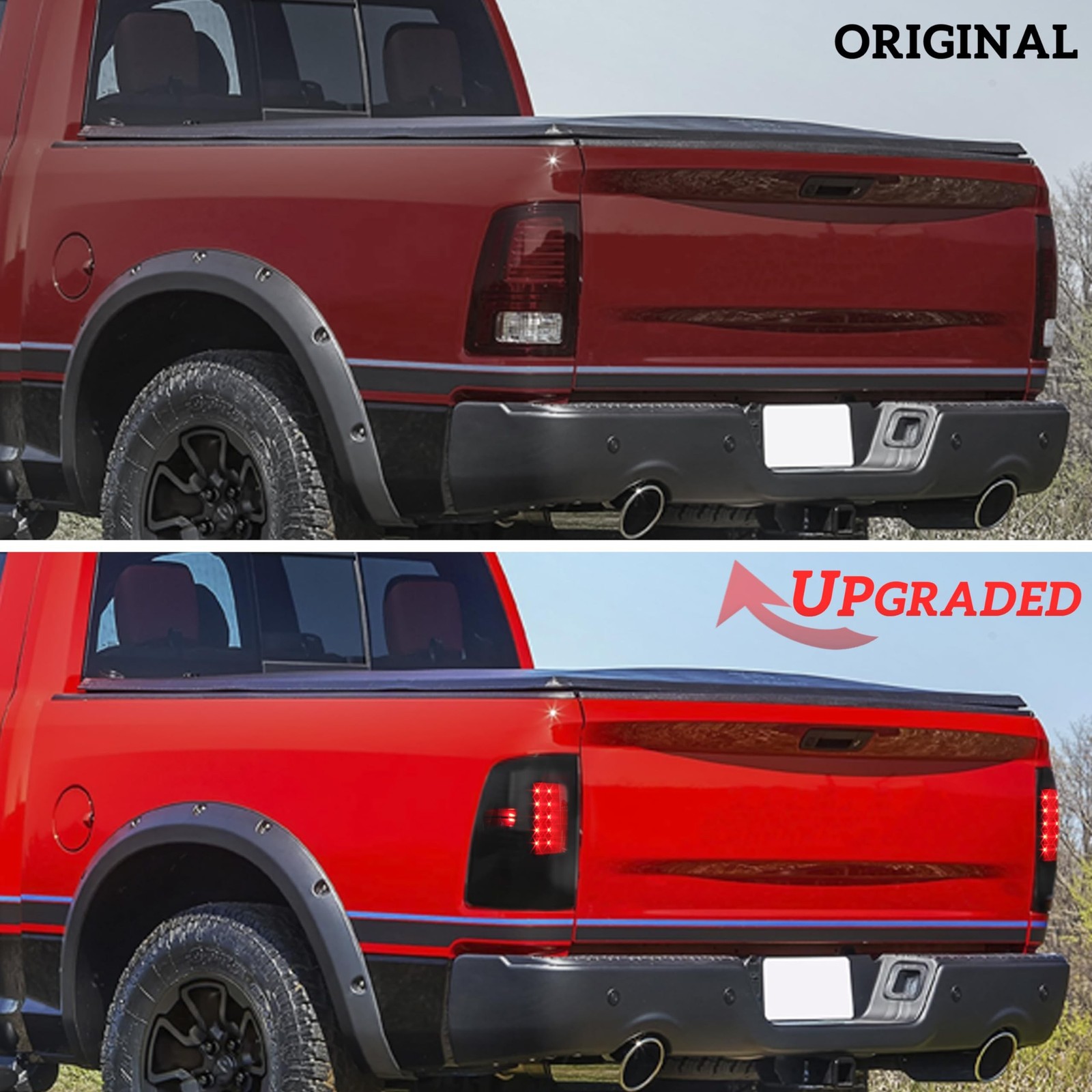 LED Tail Lights for Dodge RAM 1500 2500 3500 09-18, Smoked Black LED Tailligh…