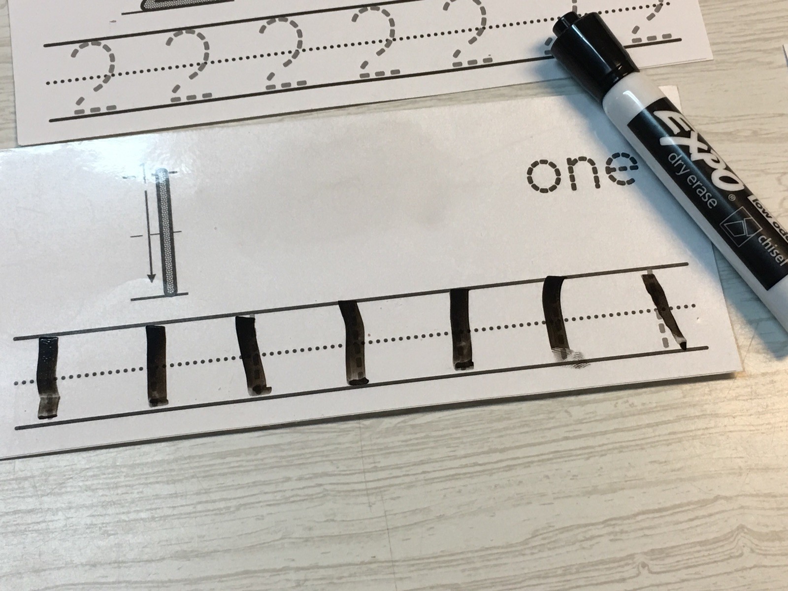 Numbers 1-20 Directional lines -laminated dry erase cards. Preschool Tracing.