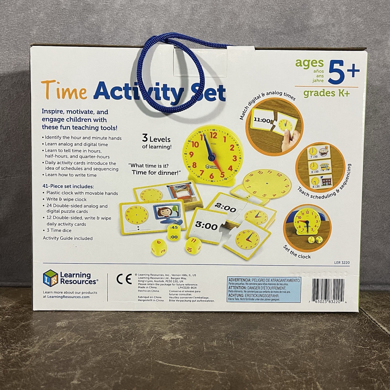 Learning Resources Time Activity Set 41 Pieces Ages 5+ Teaching Clock Montessori