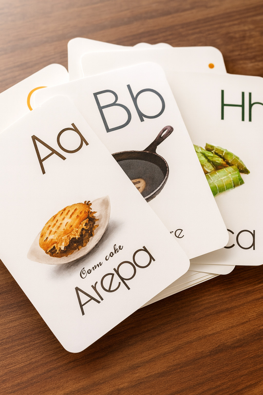 Venezuelan ABC Flash Cards – 4×6 Watercolor Alphabet Learning Set Venezuela word