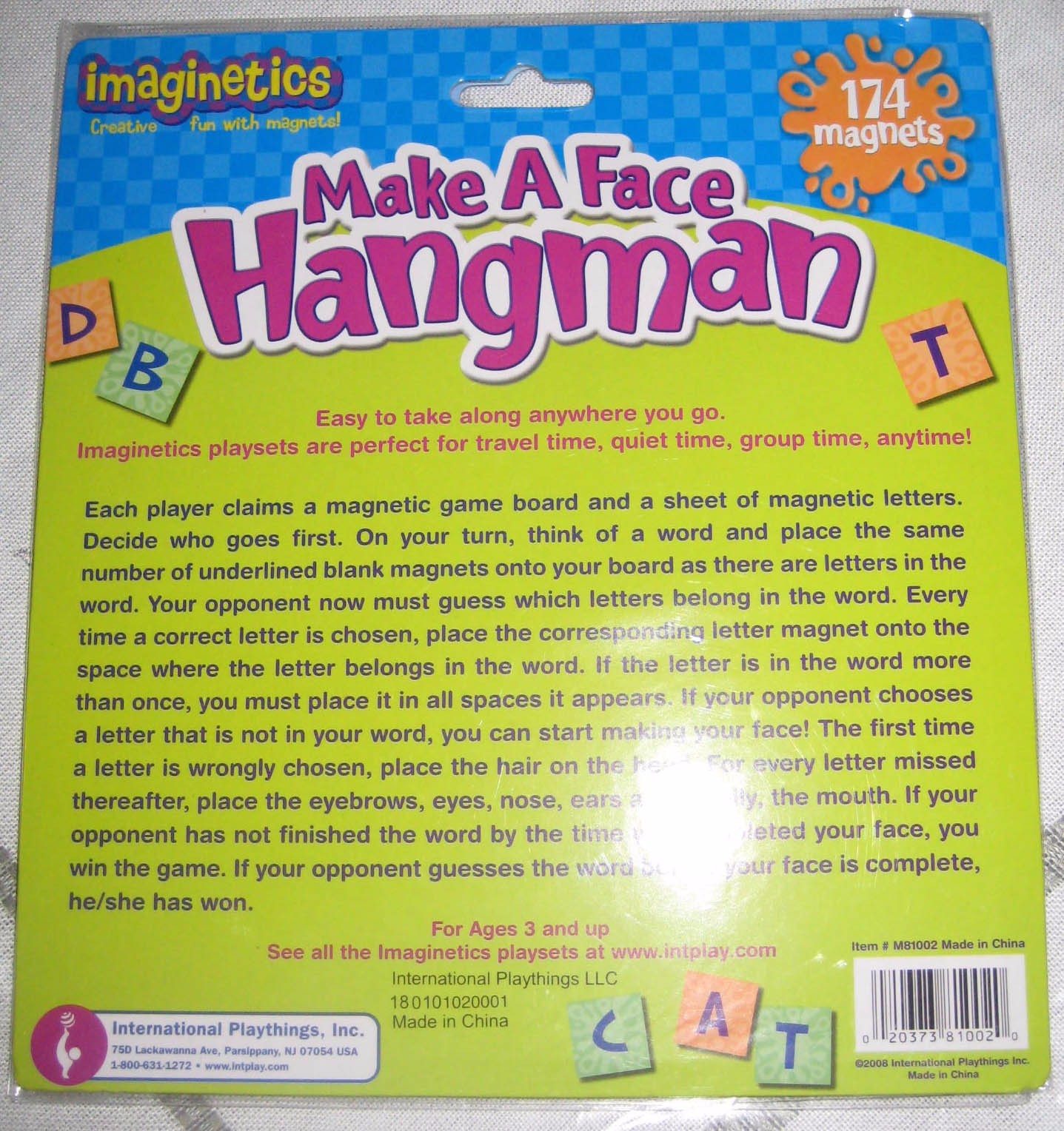 Imaginetics Travel Make A Face Hangman 174 Magnets NEW