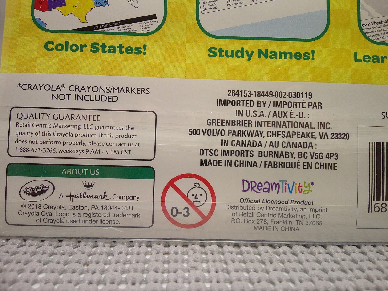 Crayola States & Symbols Color The USA Map 12″ x 12″ Classroom Geography Ages 5+