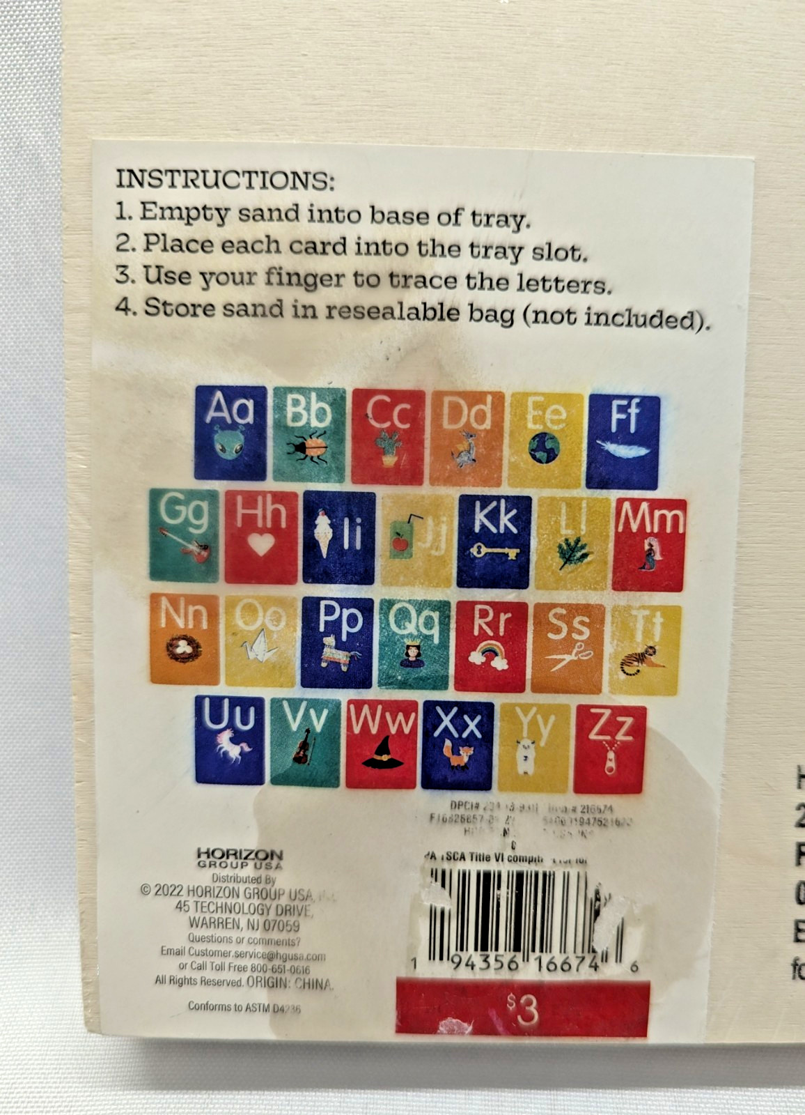Sand Tracing Tray Alphabet Set 15pc Wooden Montessori Style (Horizon) New Sealed