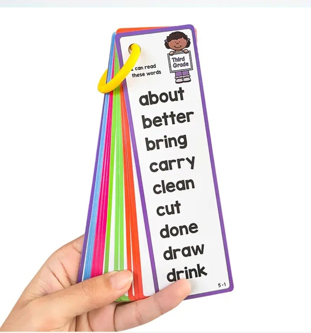 Teaching Tool 220 Sight Words Cards Flashcard For Toddler On A Ring