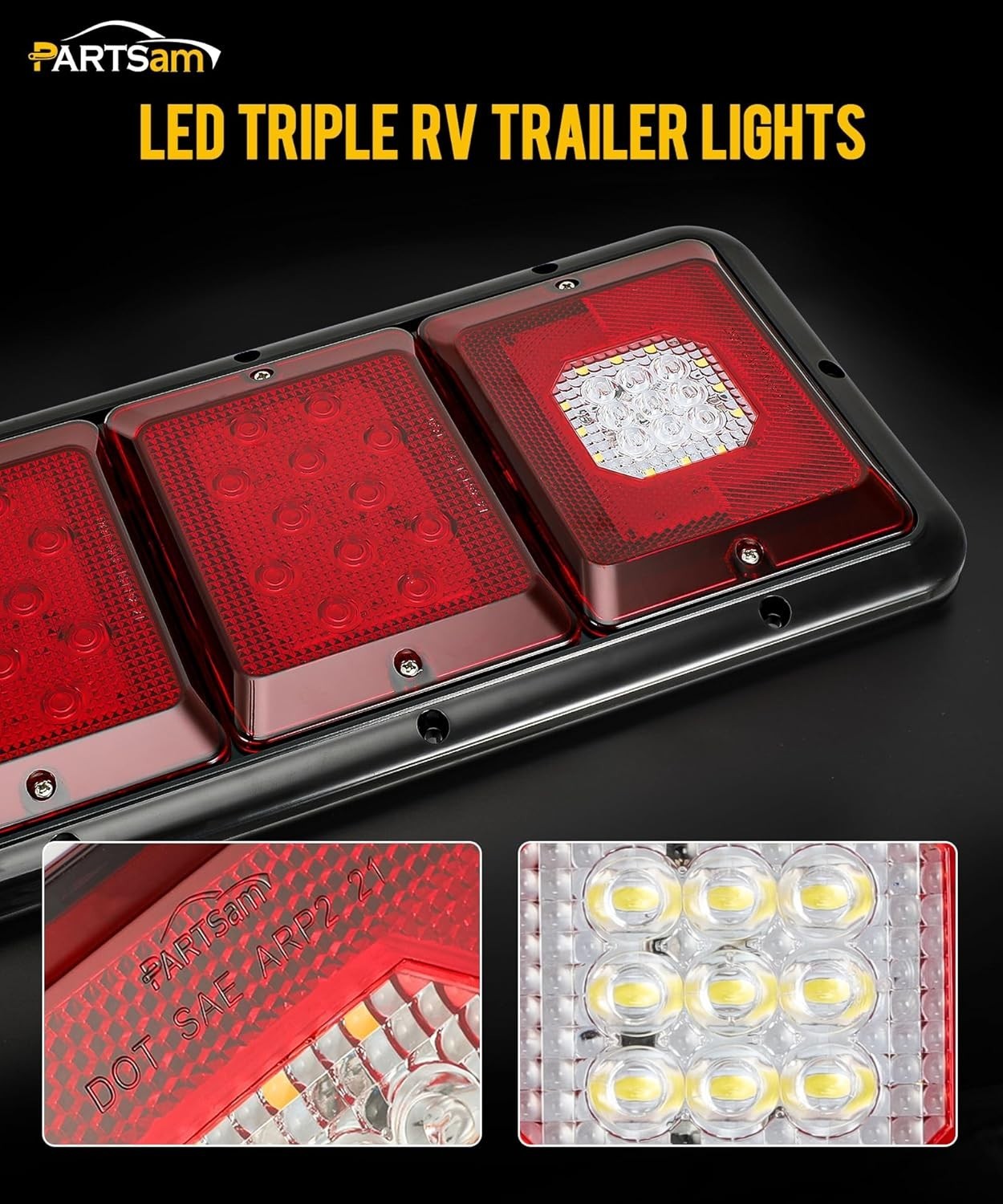 2Pcs , Rectangle Vertical or Horizontal Mount LED Trailer Camper RV Tail Ligh…