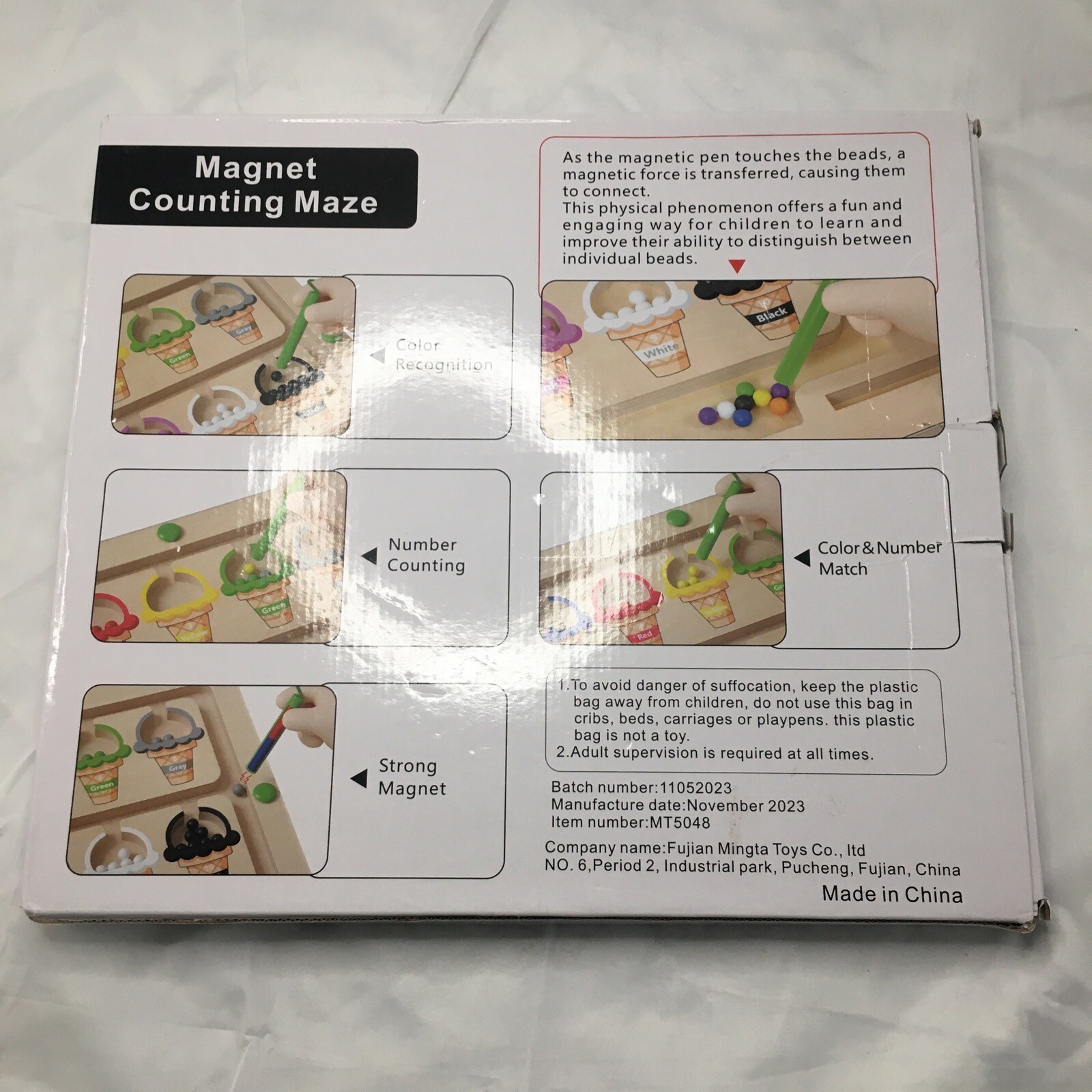 Wooden Magnetic Color & Counting Maze Toy 10 Colorful Ice Cream Cones Education