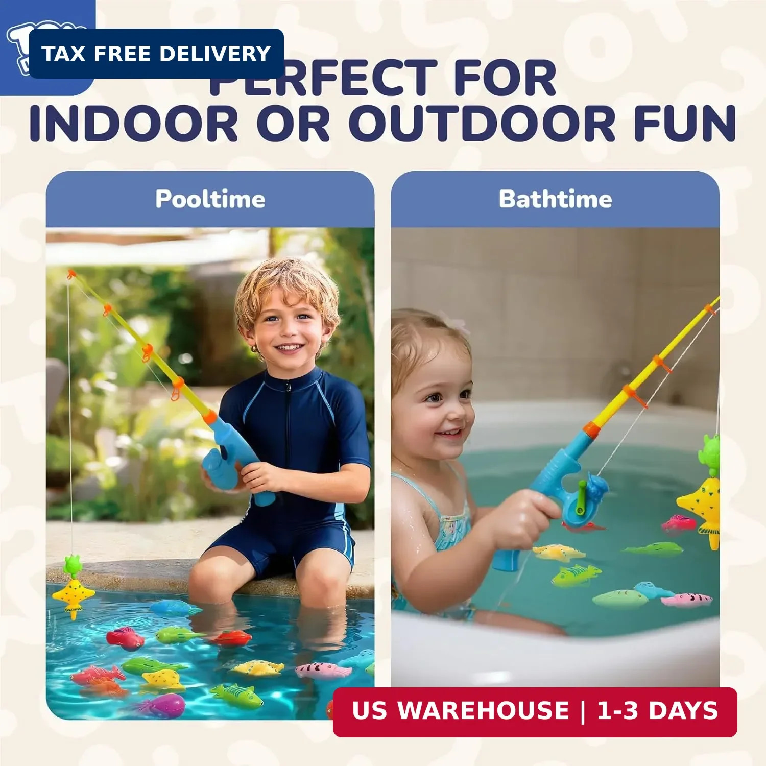 TOY Life 2-Player Magnetic Fishing Game for Kids 3-5 – Toddler Fishing Pole Set
