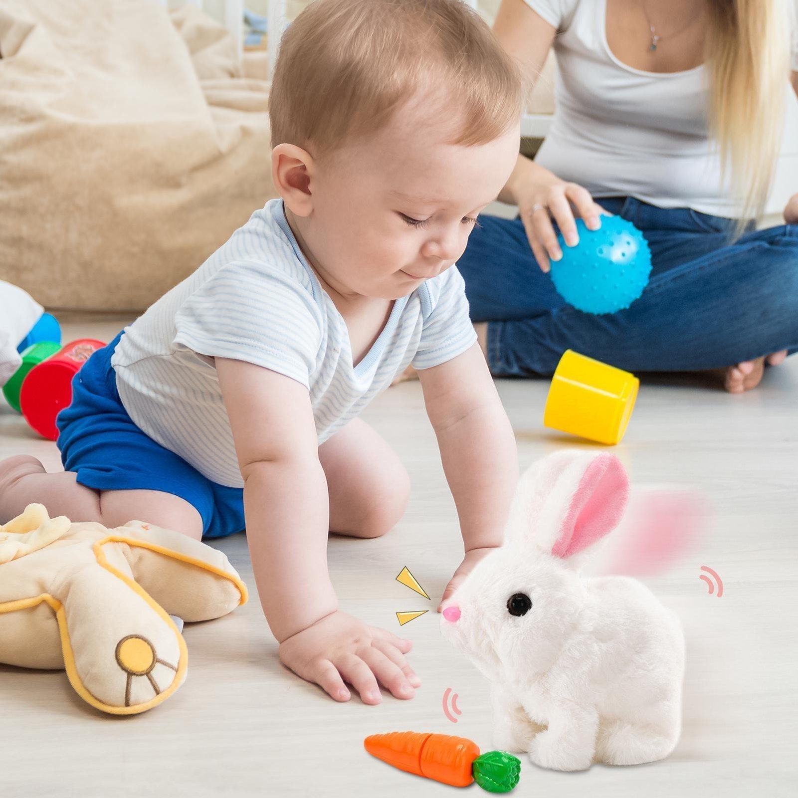 Electric Plush Rabbit Hopping Jumping Interactive Bunny Robot Toy Easter Gift