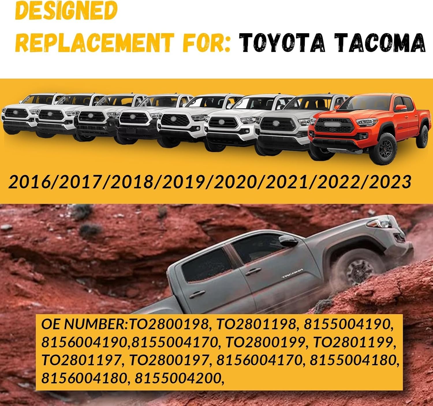 LED Tail Lights Assembly for 16-23 Toyota Tacoma, Black Housing Smoked Lens…..