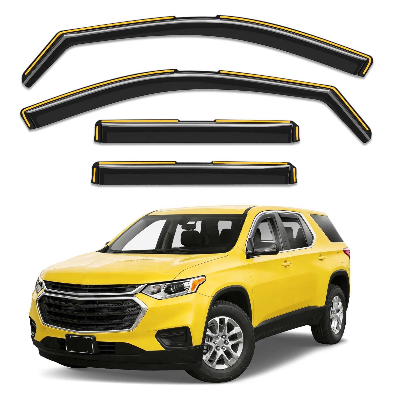 Deejecsun in-Channel Window Rain Fit for 2018-2023 Chevy Traverse, black