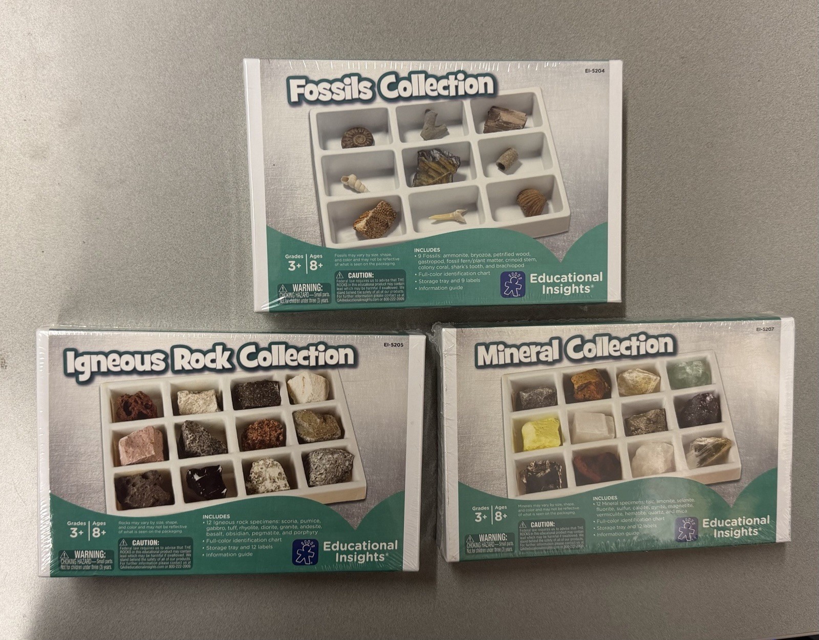 Educational Insights Rock /Fossils/Mineral Collections (3 Sets)
