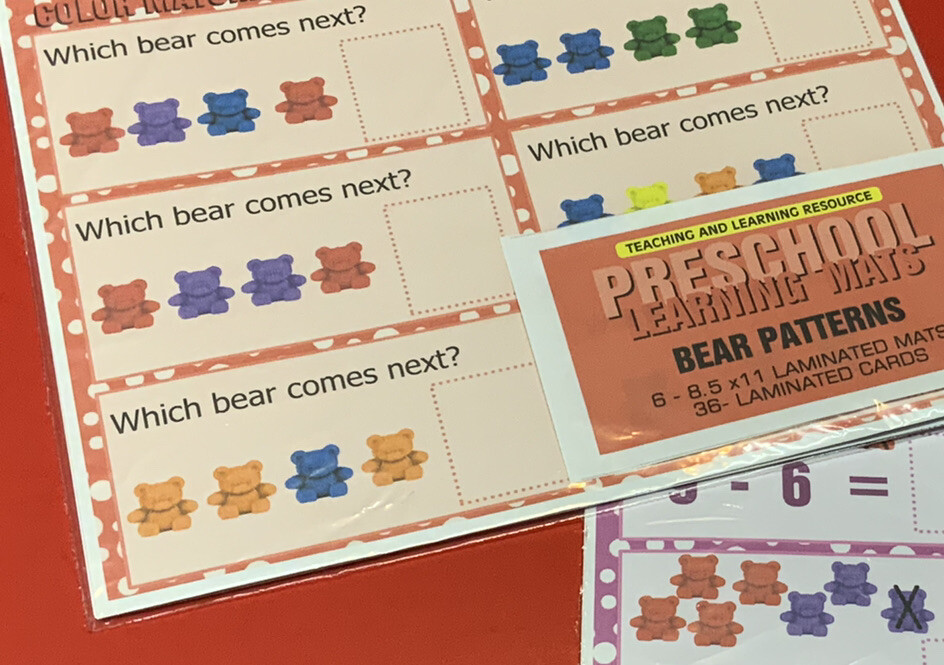 Bear Counter – Set of 12 Learning Mats / Cards – Laminated Activity