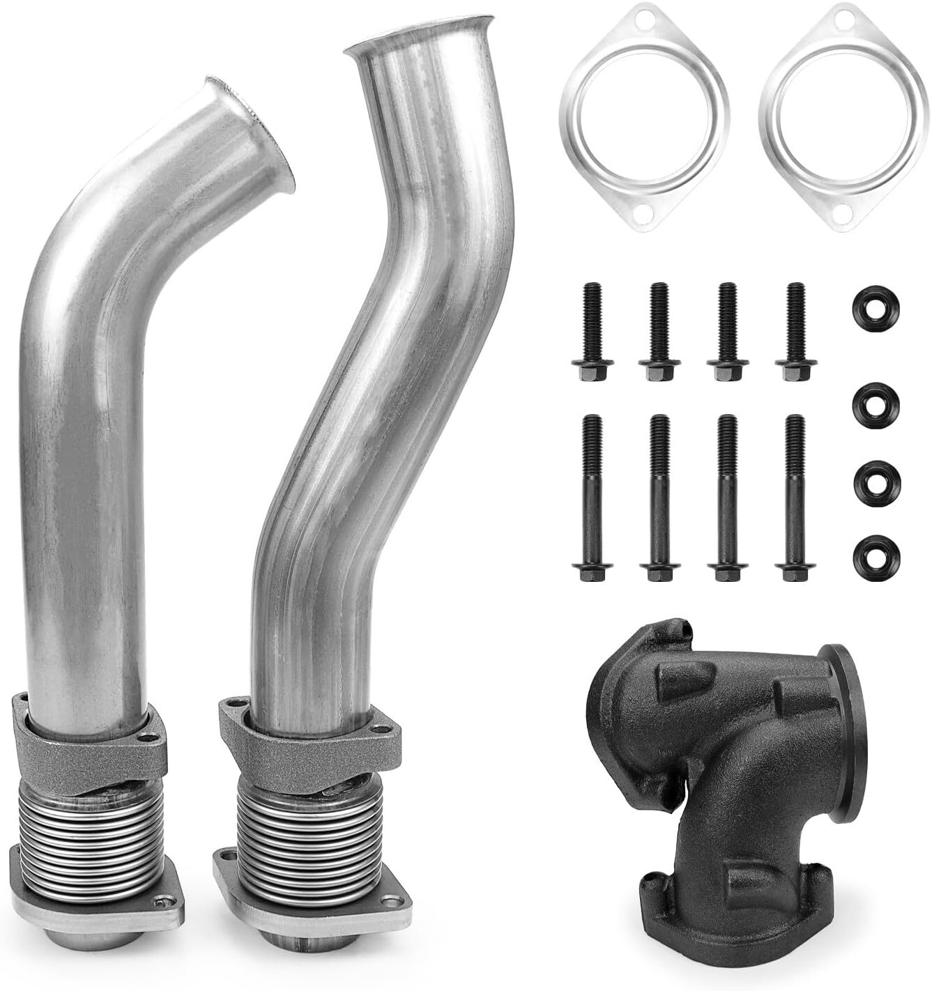 Turbo Diesel Exhaust Manifold Bellowed Up Pipes Kit Compatible with Ford