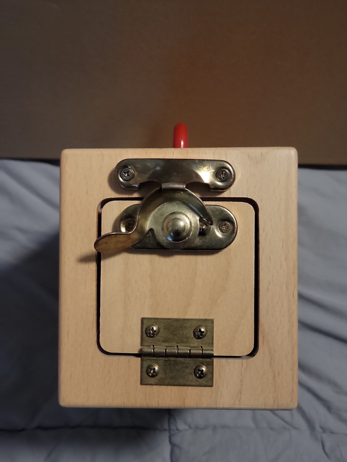 VINTAGE TAG Think And Grow 6-Door Wooden Latch And Lock Box Toy