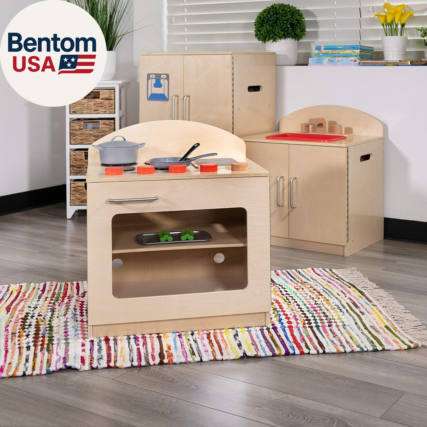 Children’S Wooden Kitchen Stove with Turnable Knobs for Commercial or Home Use