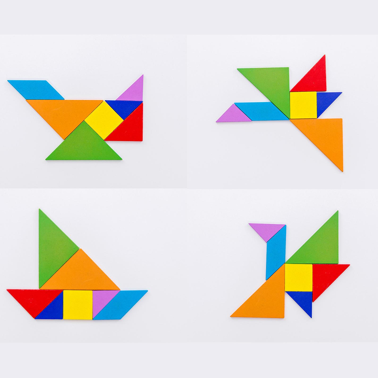 Wooden Tangram 7 Piece Square Puzzle Educational Game For Kids