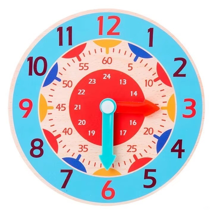 Wooden Montessori Teaching Clock 14cm / 5.5″ Kids Time Learning Toy Toddler Aid