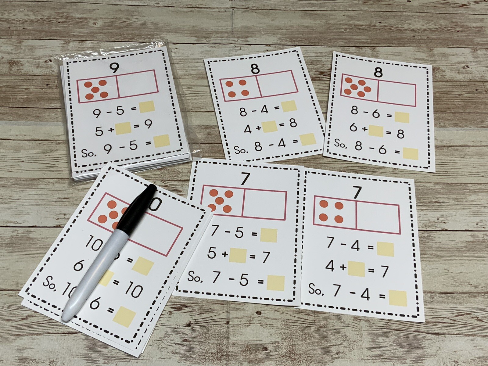 Add To Subtract – Math Center – Dry Erase – 30 Laminated Activity Cards