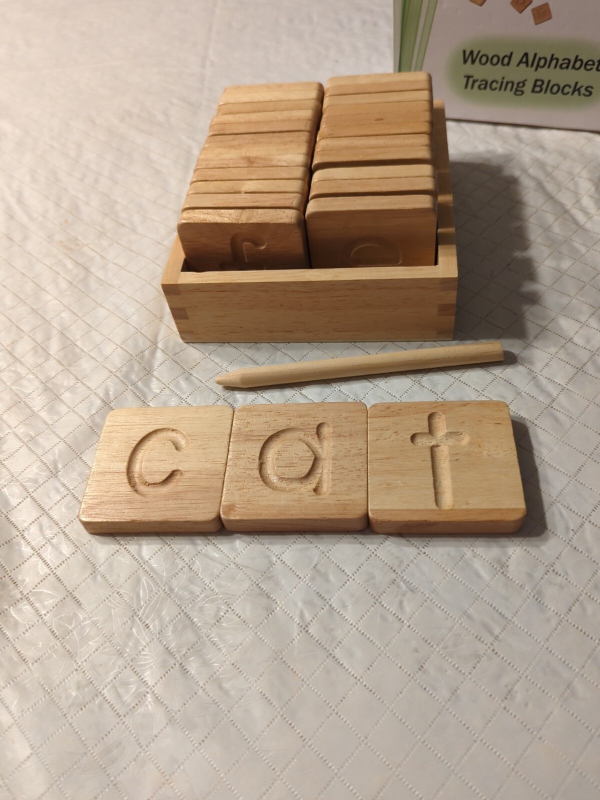 Solid Beechwood Alphabet Tracing Blocks, Learning Letter Formation, Double-Sided