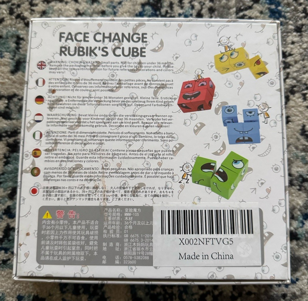Face Change Rubik’s Cube Toy Wooden Block Kids 36+ Mo Learning Game EUC 3 Year+