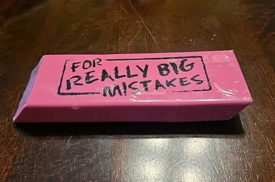 Jumbo Big “For Really Big Mistakes” Wedge Pink Eraser Xtra Large Pencil Eraser