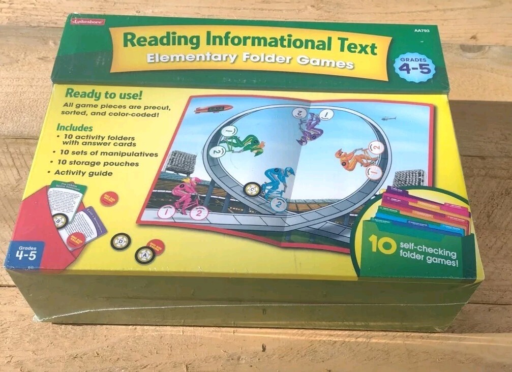 Lakeshore Reading Informational Text Elementary Folder Games Grades 4-5 NIB