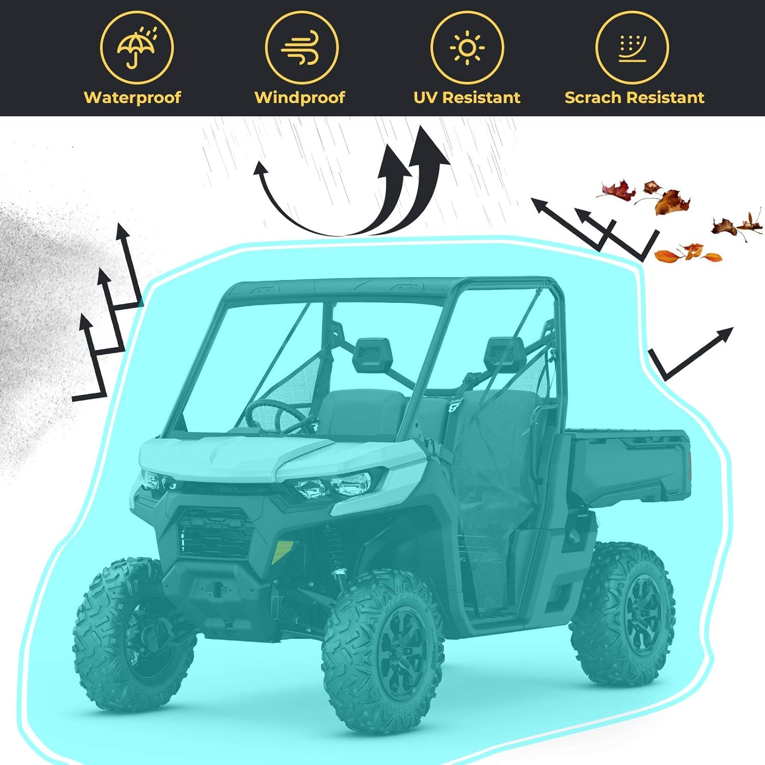 Two Seater Waterproof All Weather UTV Cover Compatible Kemimoto UTV Covers