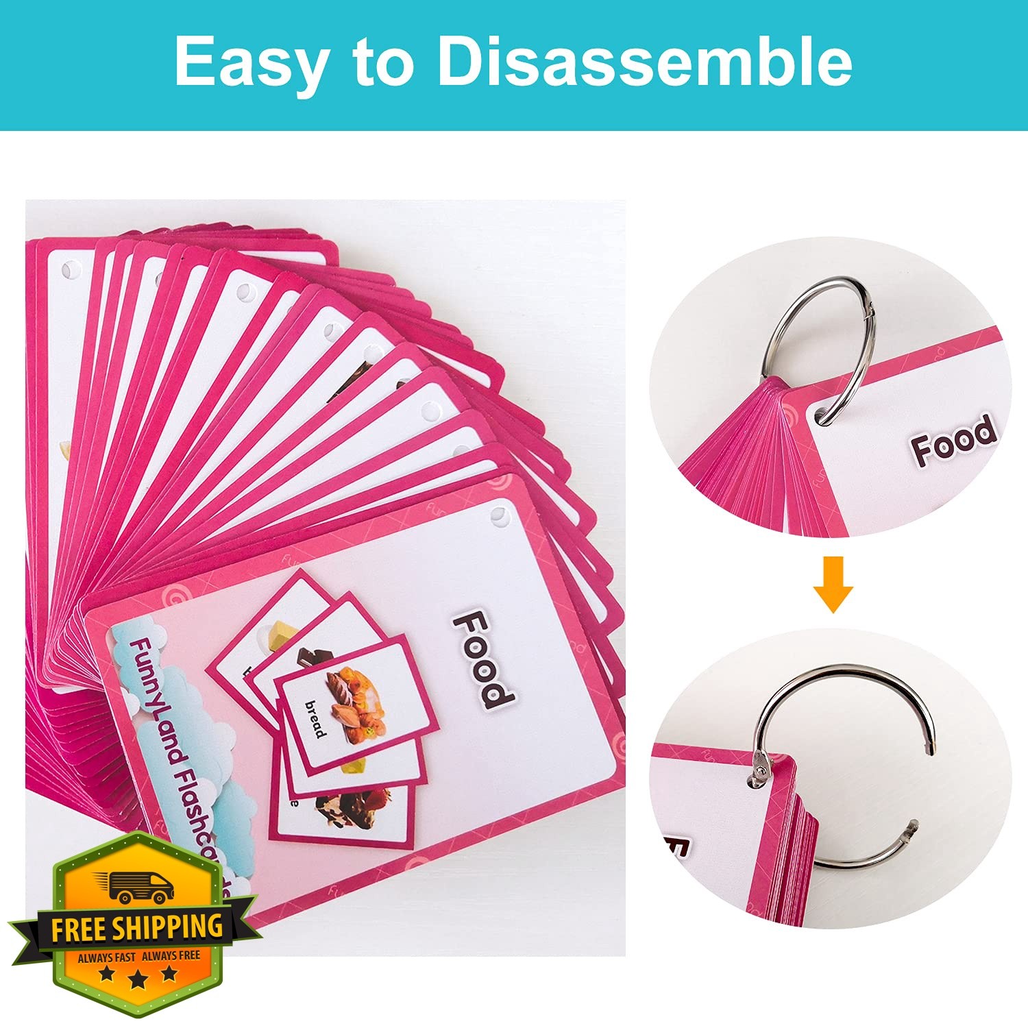 Lilias Food Flash Cards Toddler Preschool Learning Toy 35 Cards