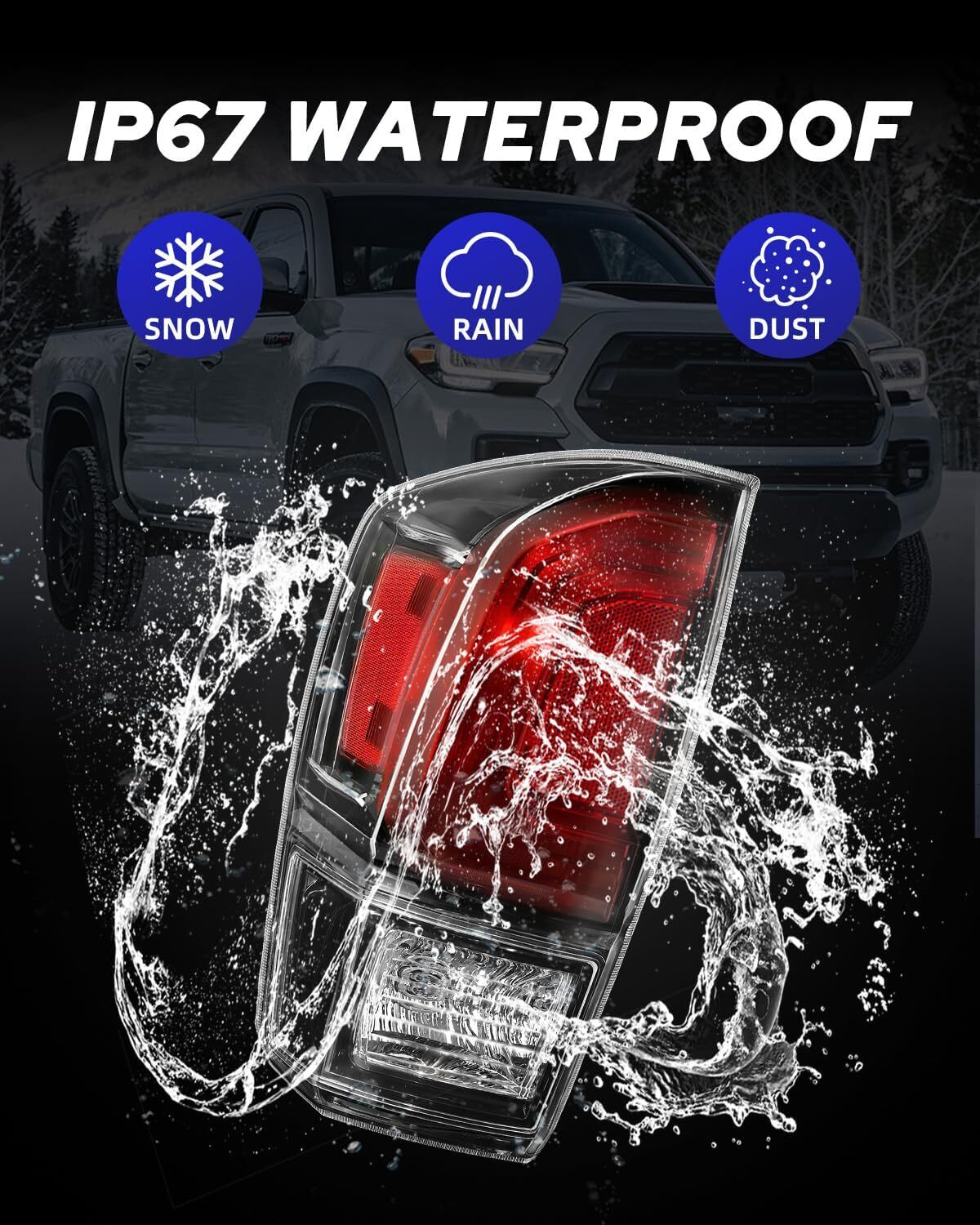 16-23 Toyota Tacoma Pickup Tail Lights Black Smoked Assembly Pair 81550-04170
