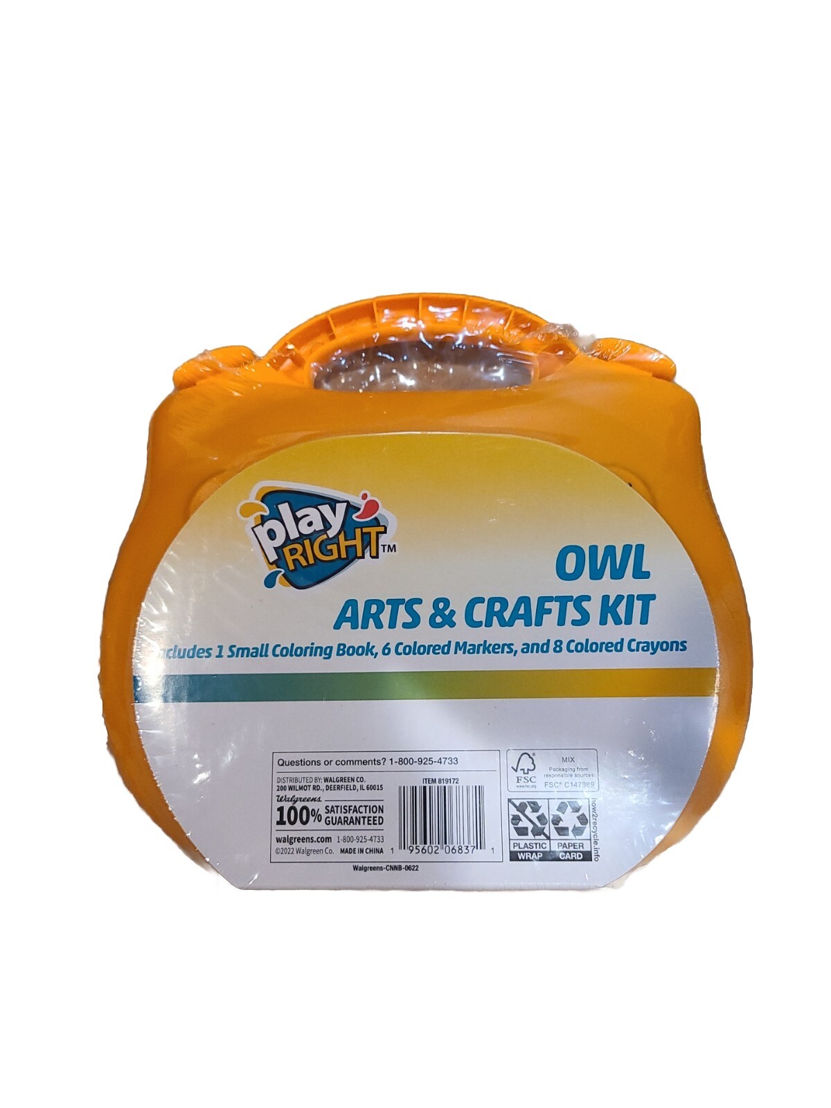 Cute! OWL ARTS & CRAFTS KIT 3+ Crayons, Markers & Activity Book Travel Case