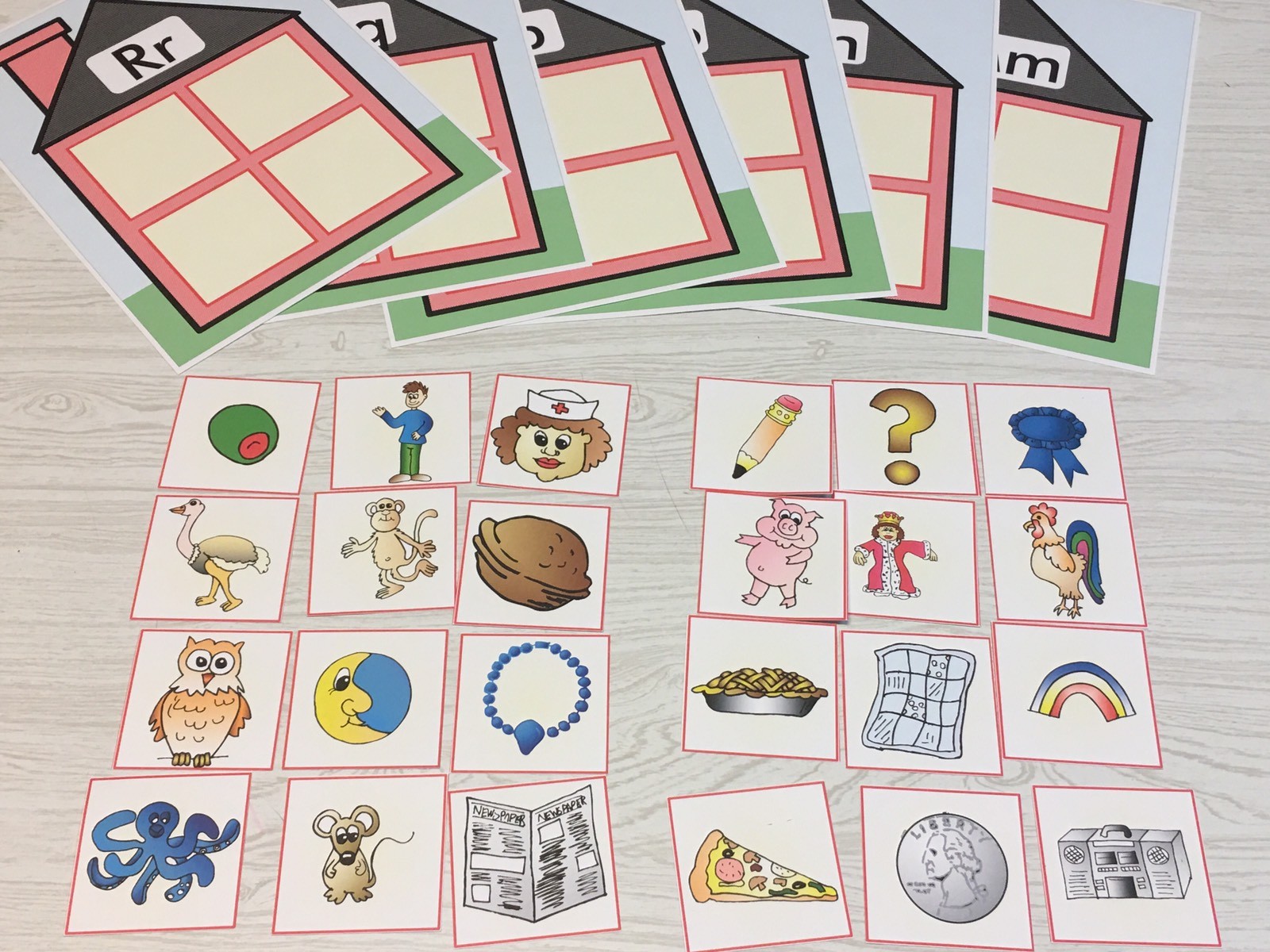 PRINTED Alphabet House Game – Beginning Sounds – Complete Set UNCUT