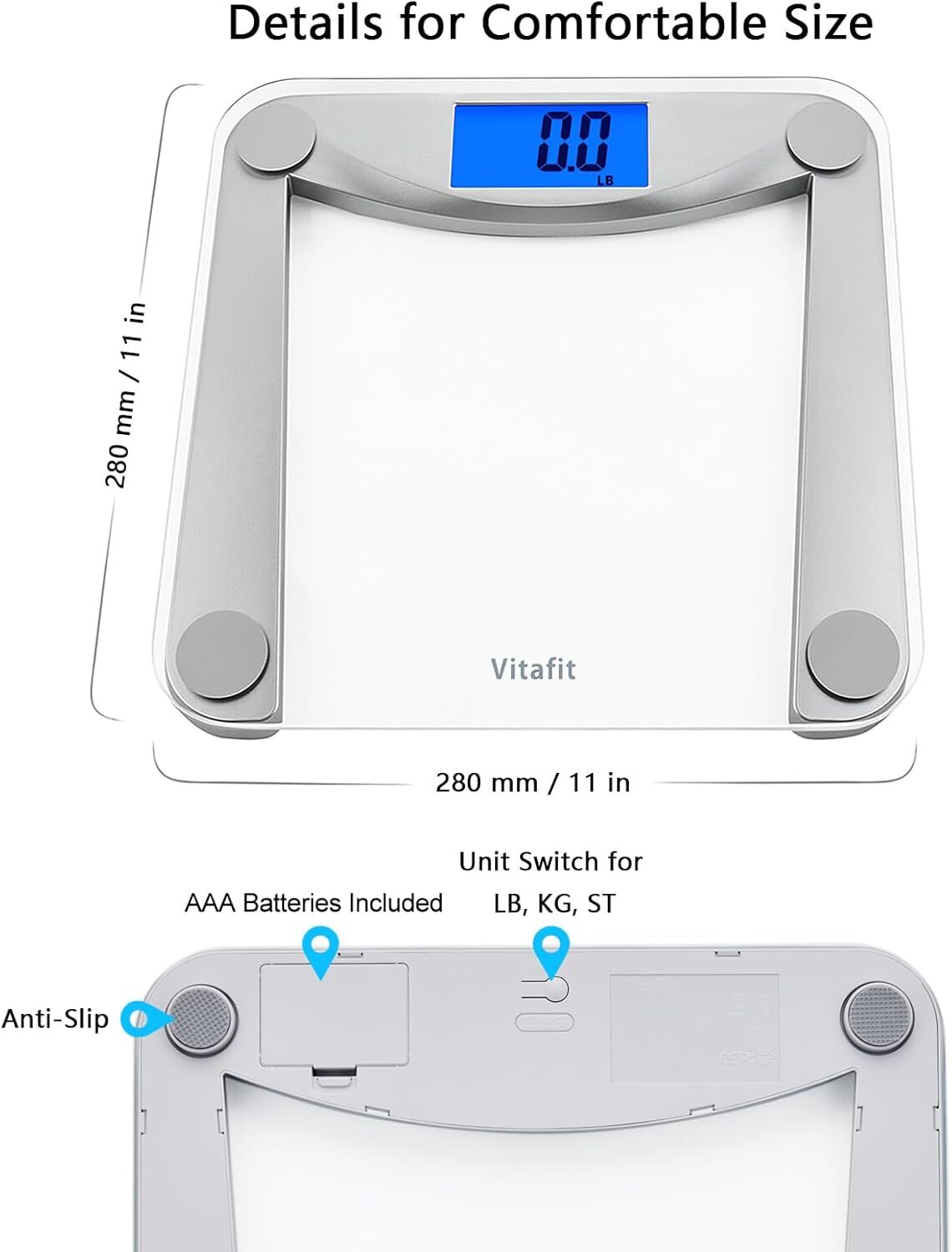 Digital Bathroom Weight Scale for Body Weight, High Accuracy Assured by Weigh.