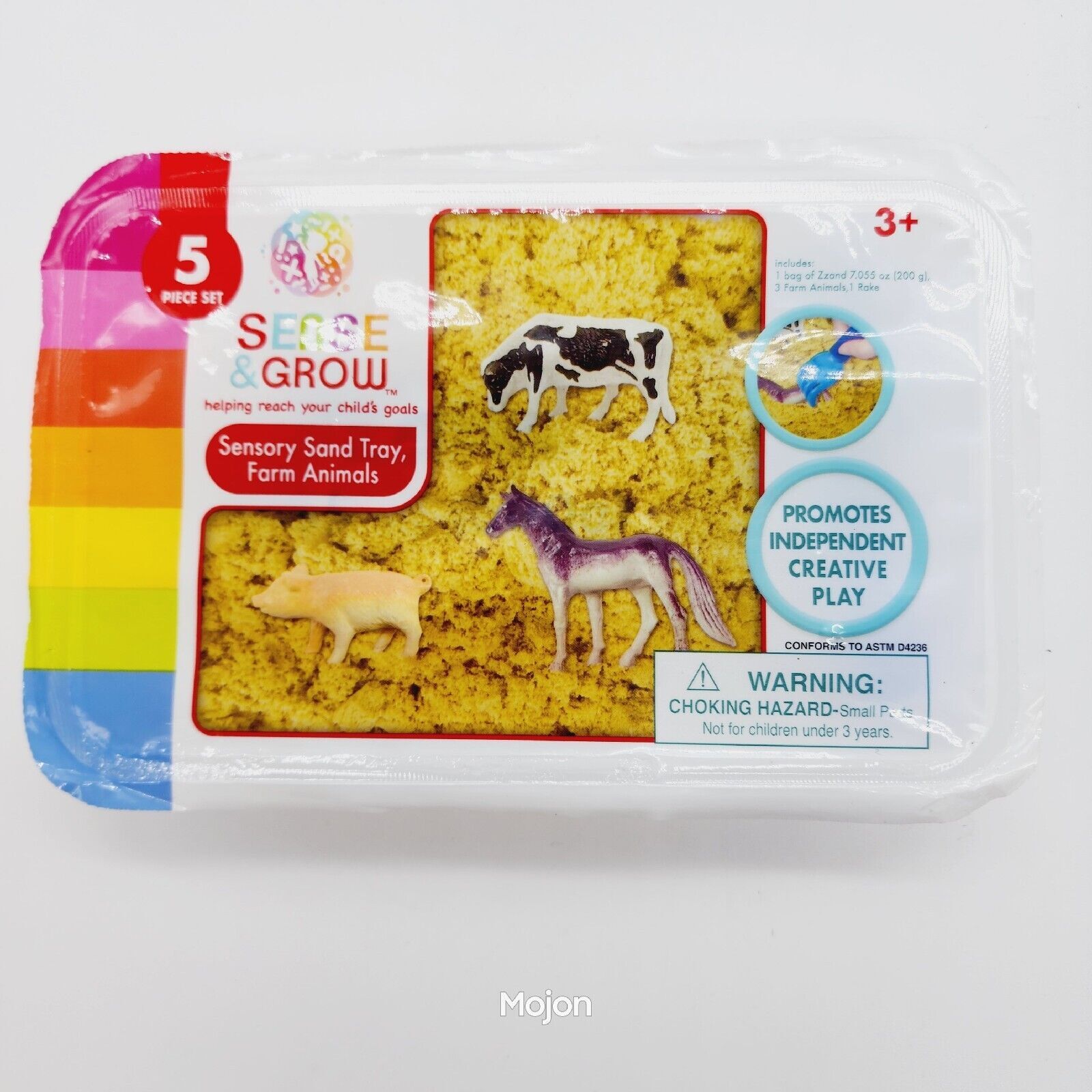 Creative Kids Sense & Grow Sensory Sand Tray with Farm Animals & Rake, Ages 3+