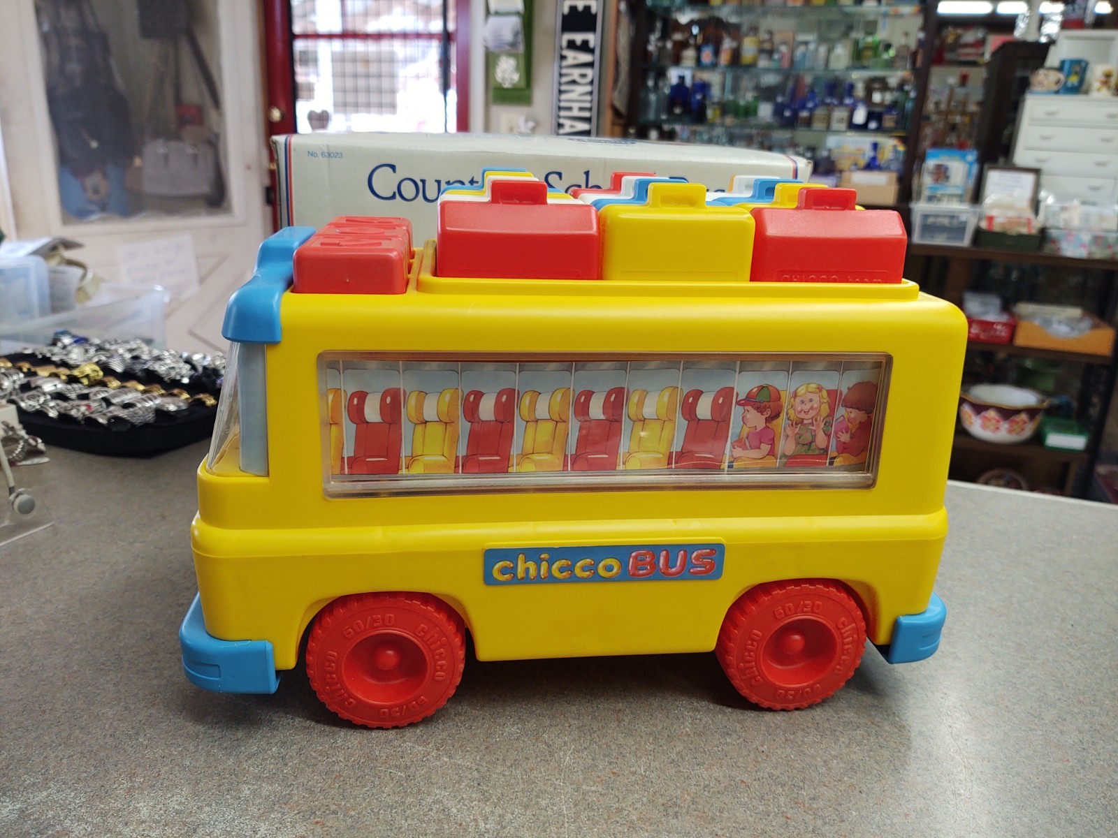 Vintage CHICCO Italy 63023 COUNTING Numbers SCHOOL BUS Complete – Original Box