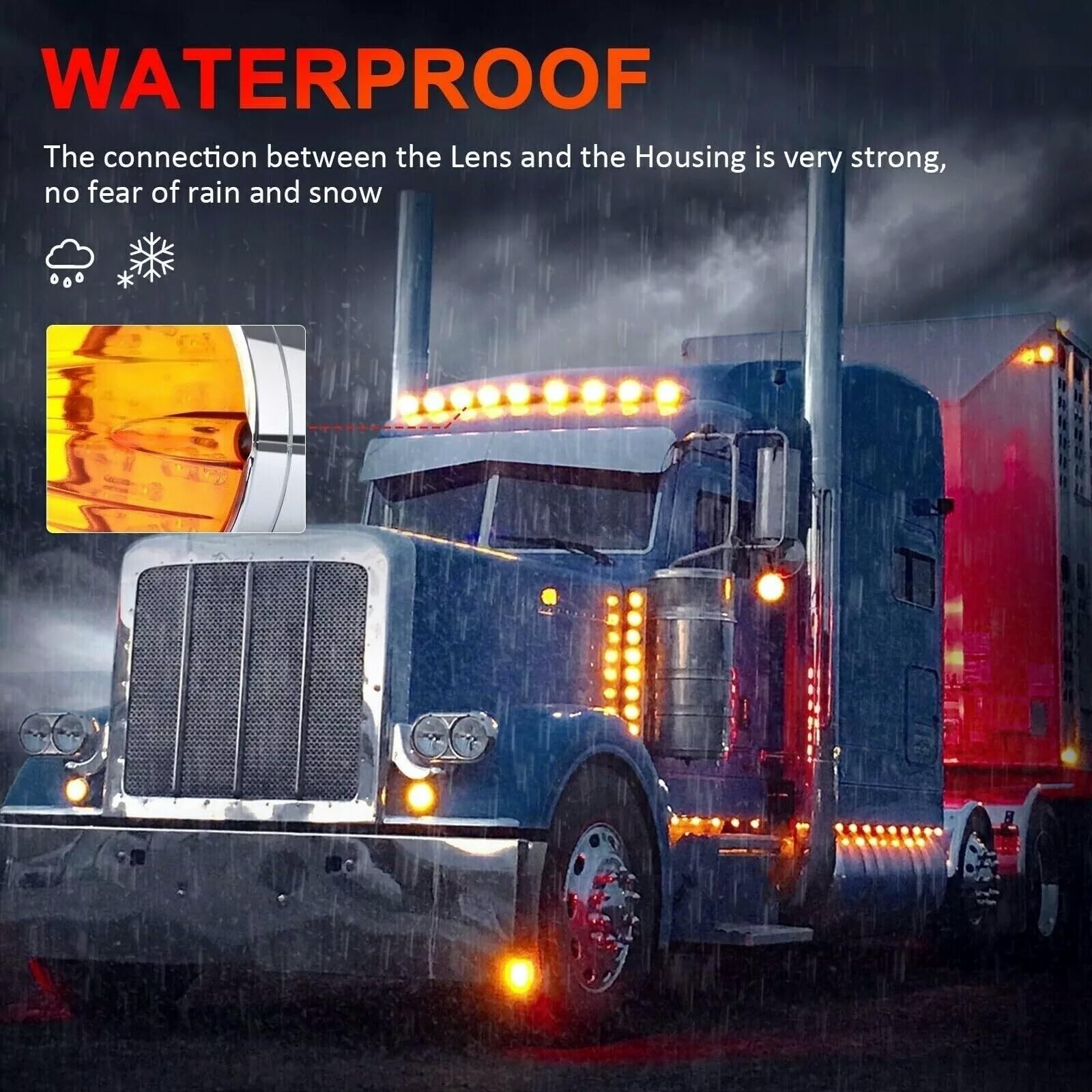 5Pcs Cab Marker Roof Running Amber Torpedo Top Lights Assembly Super Bright L…